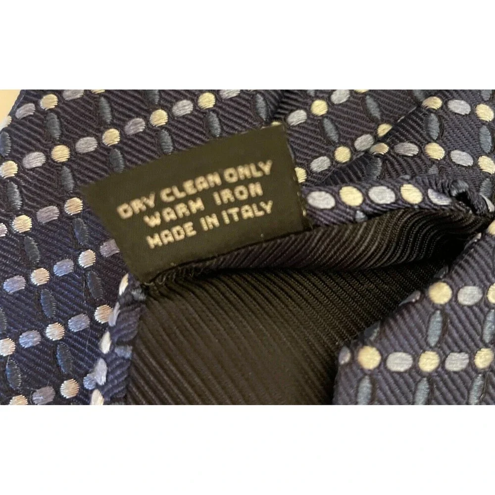 Bolgheri Men's Classic Neck Tie One Size Blue Geometric Print 100% Silk Italy